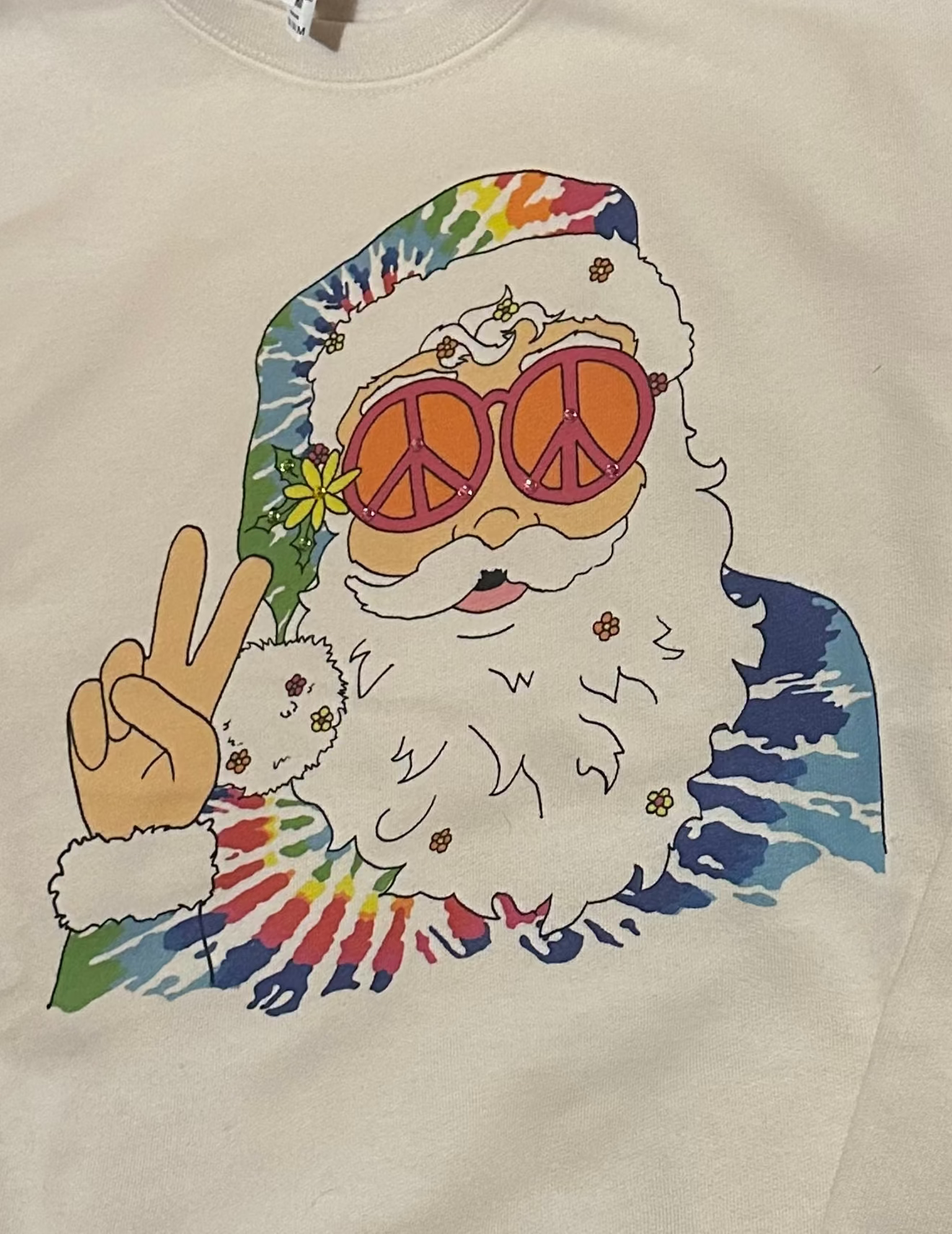 Hippie Santa Fleece Sweatshirt w/ Bling