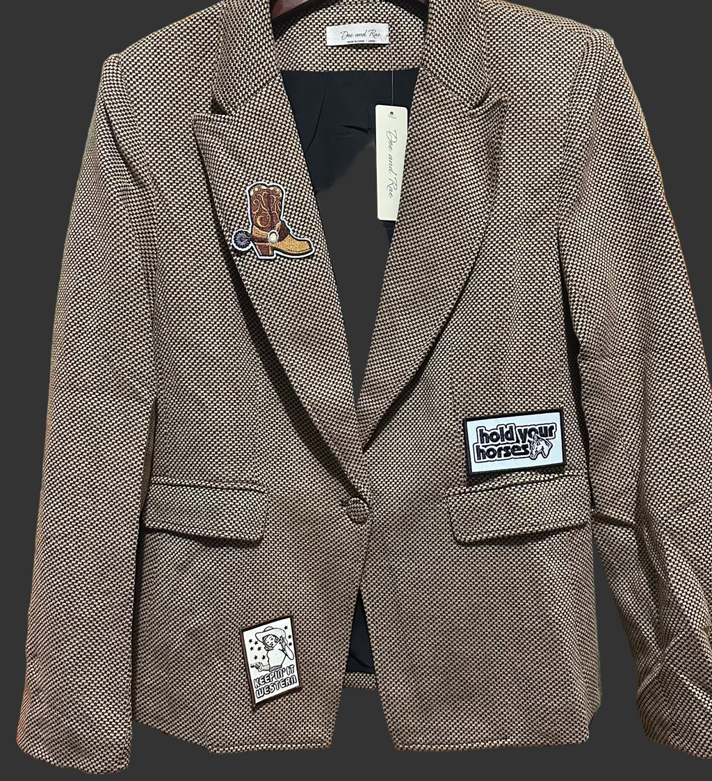 Blazer w/ Patches, Notched Collar
