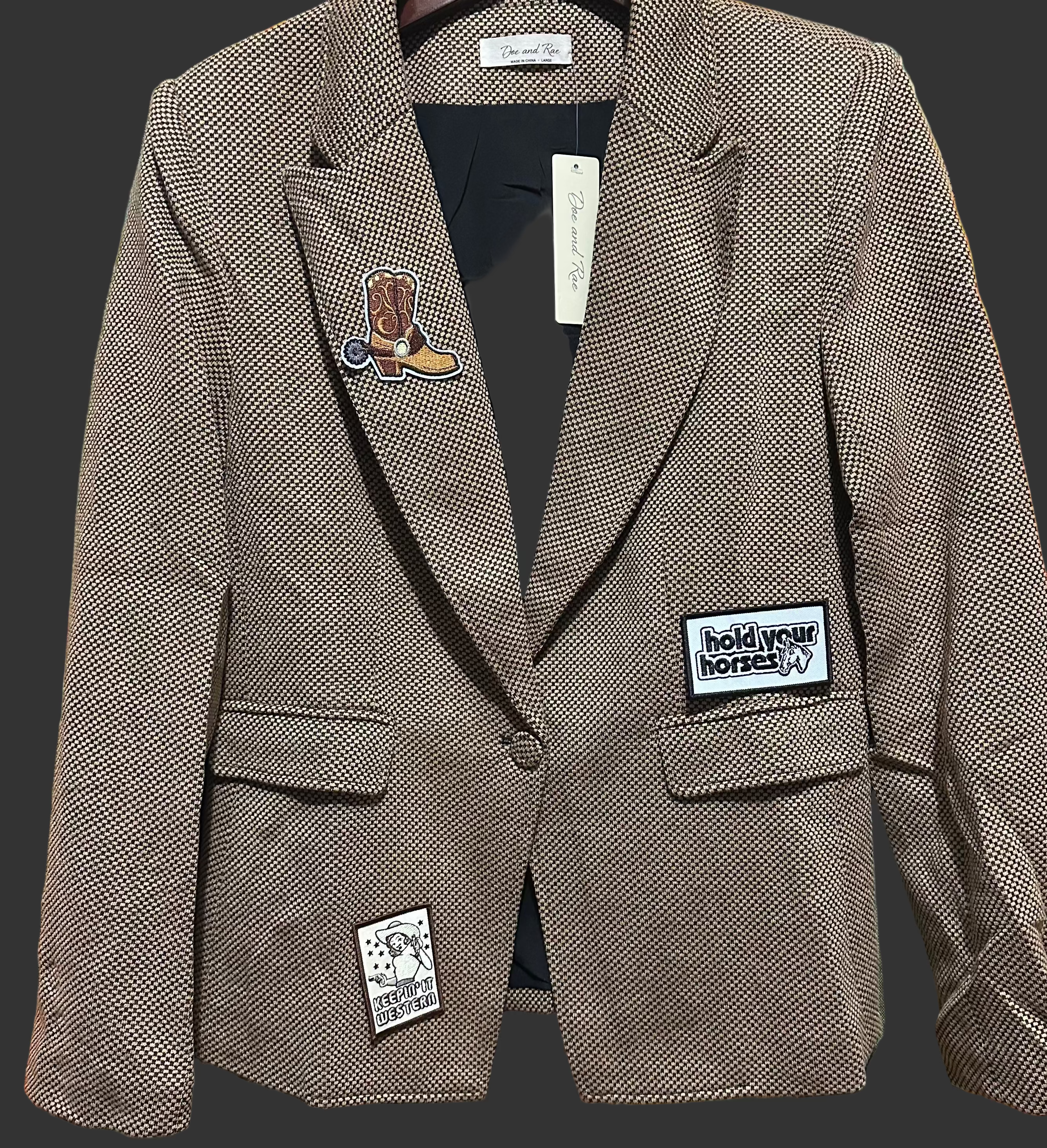 Blazer w/ Patches, Notched Collar