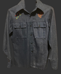Vintage Denim Blend Button-up w/ hand-stitched embroidery