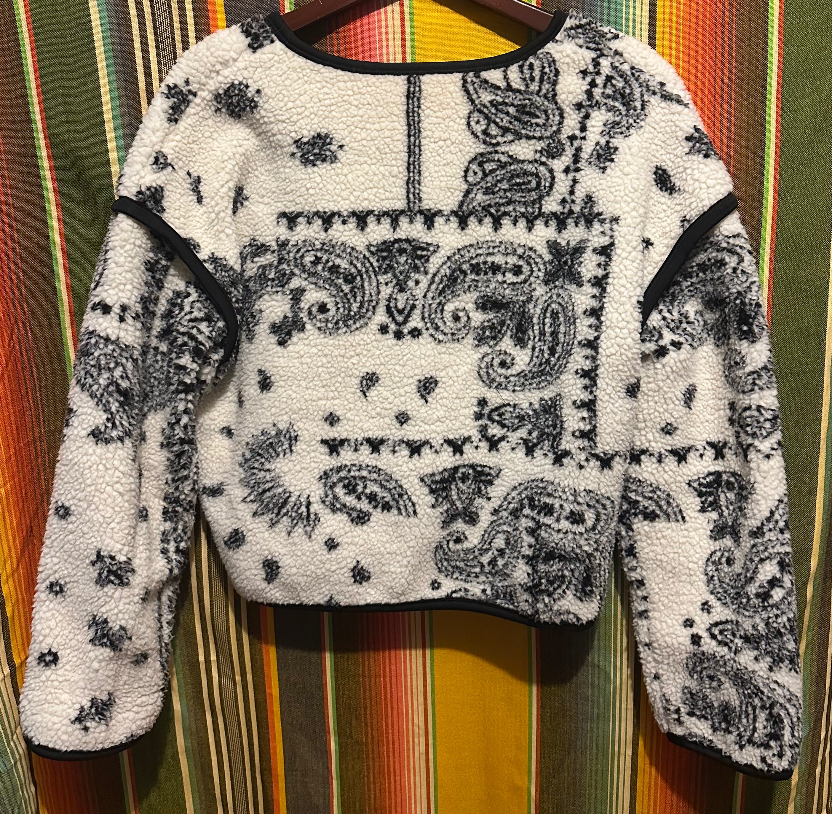 Fleece Tie-Front Sweater Jacket, Paisley