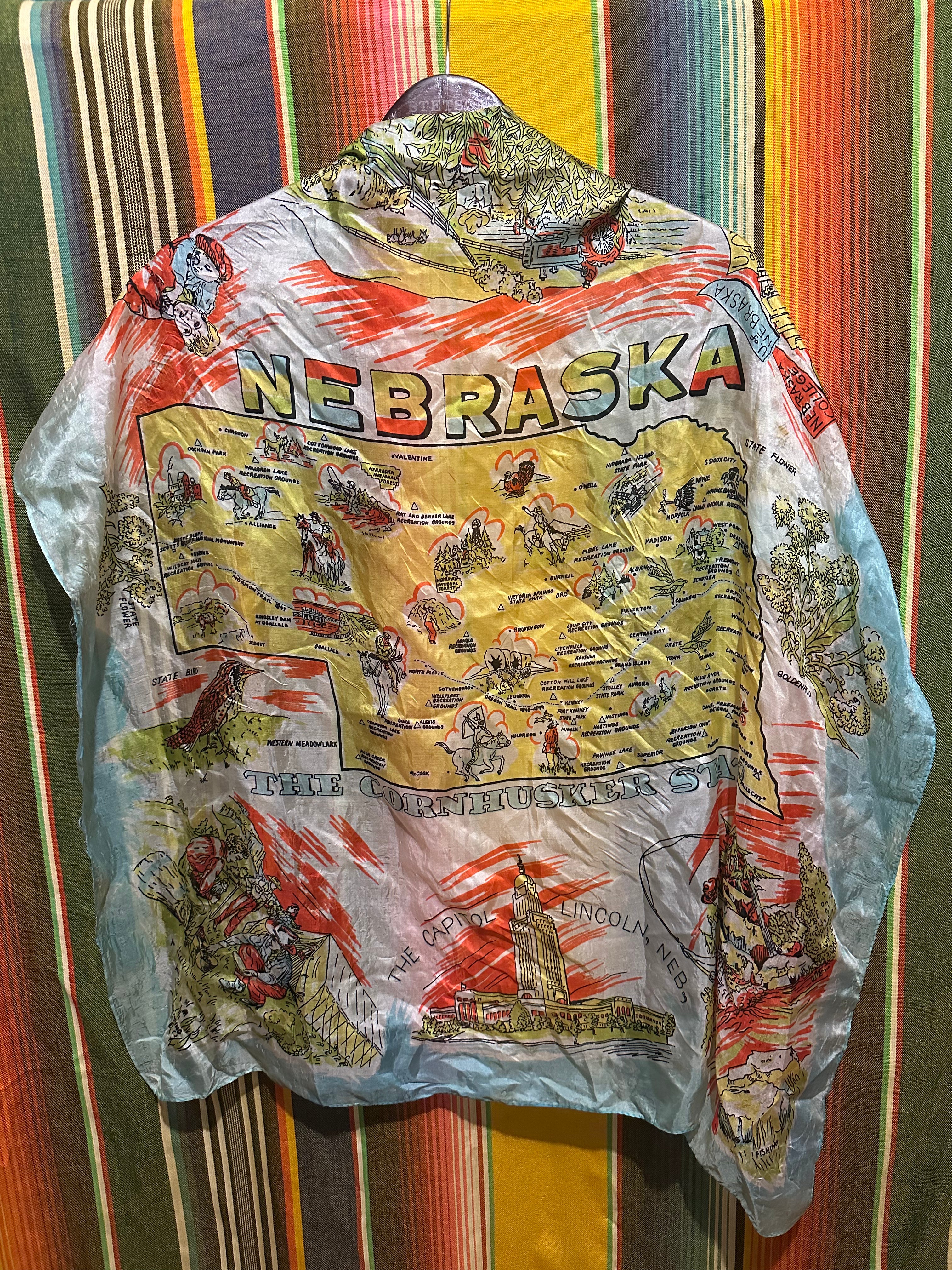 Vintage Silk Scarf, Nebraska