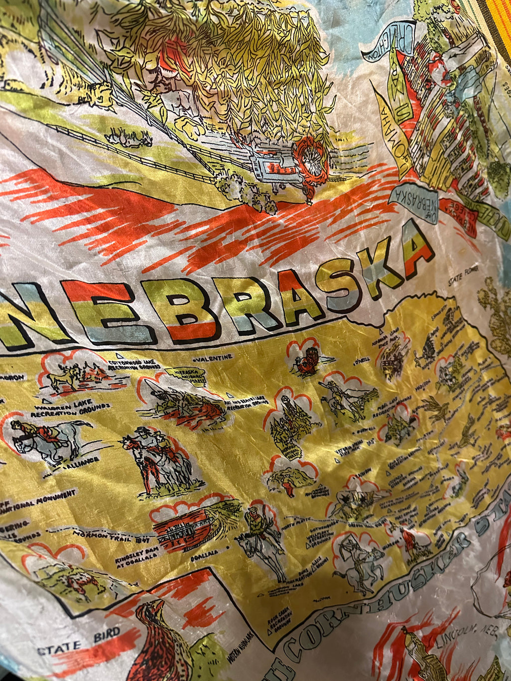 Vintage Silk Scarf, Nebraska