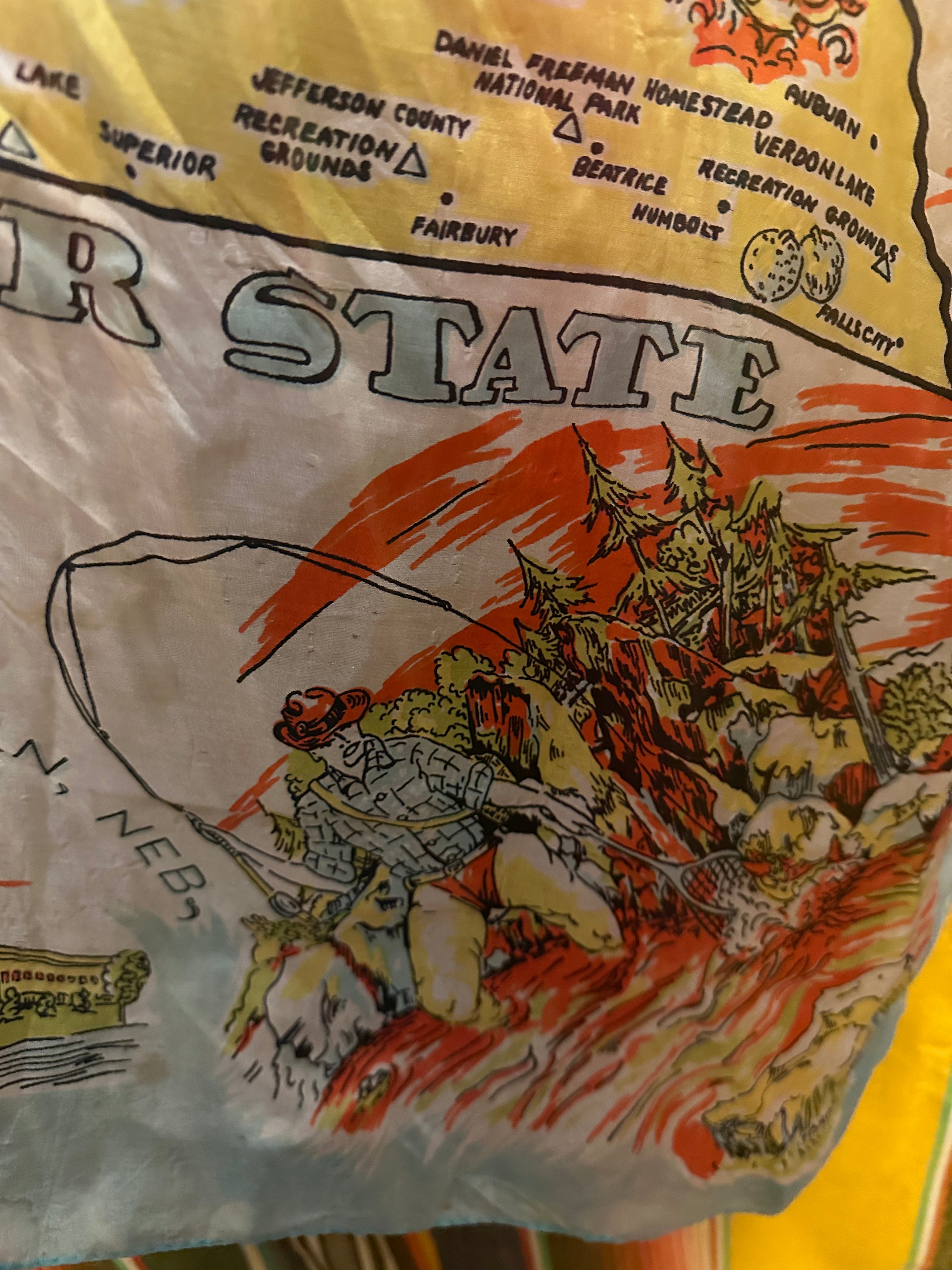 Vintage Silk Scarf, Nebraska