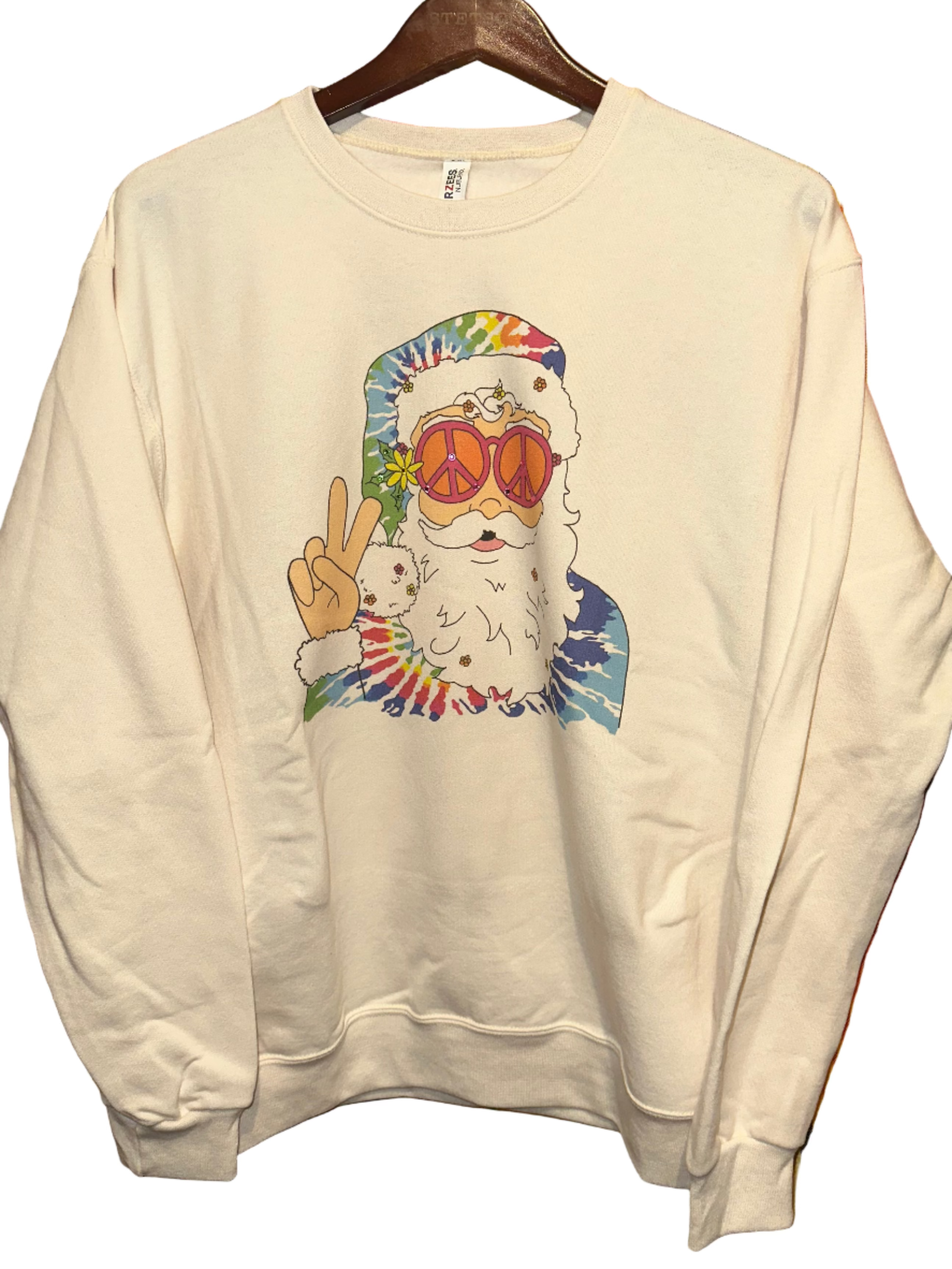 Hippie Santa Fleece Sweatshirt w/ Bling